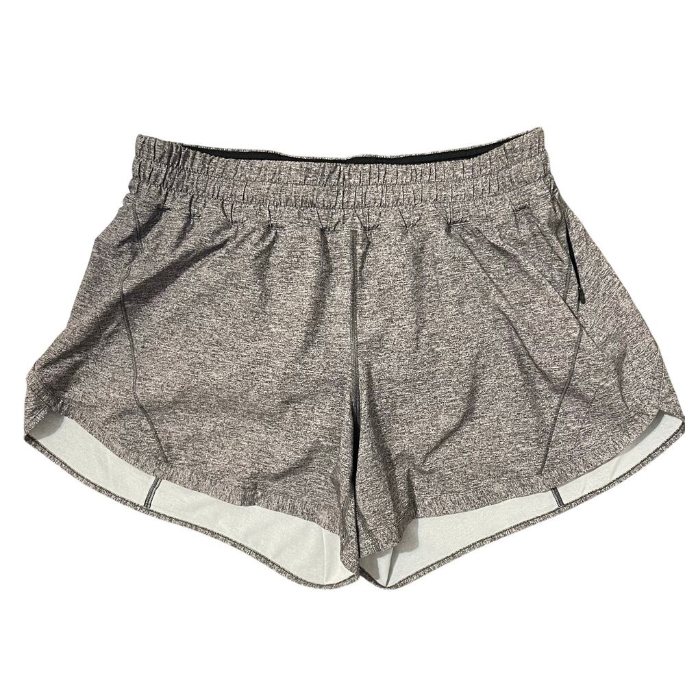 Lululemon Women’s Track That Shorts Lined Mid Rise sz 14 Gray Space Dye - Picture 2 of 11